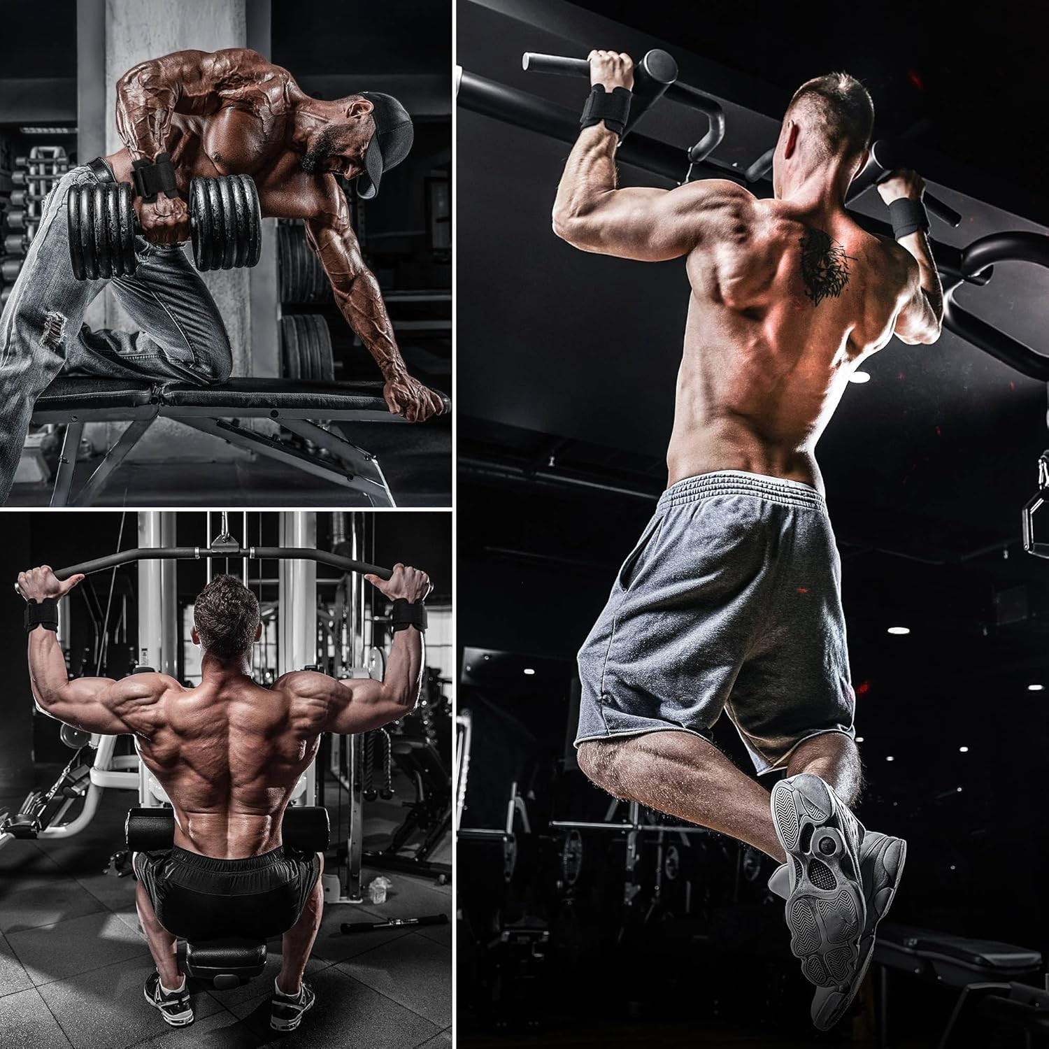 RDX Weight Lifting Hooks for Deadlifting (Pair) - 600Lbs One Size, Black 