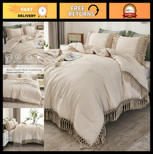 King Size Boho Tassel Comforter Set - 3 Piece Lightweight Soft Bedding, All Seas