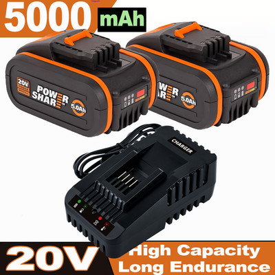 Ladegerät / Akku Für Worx 20V 5000mAh MAX Akku Ersatzakku WA3553 WA3551