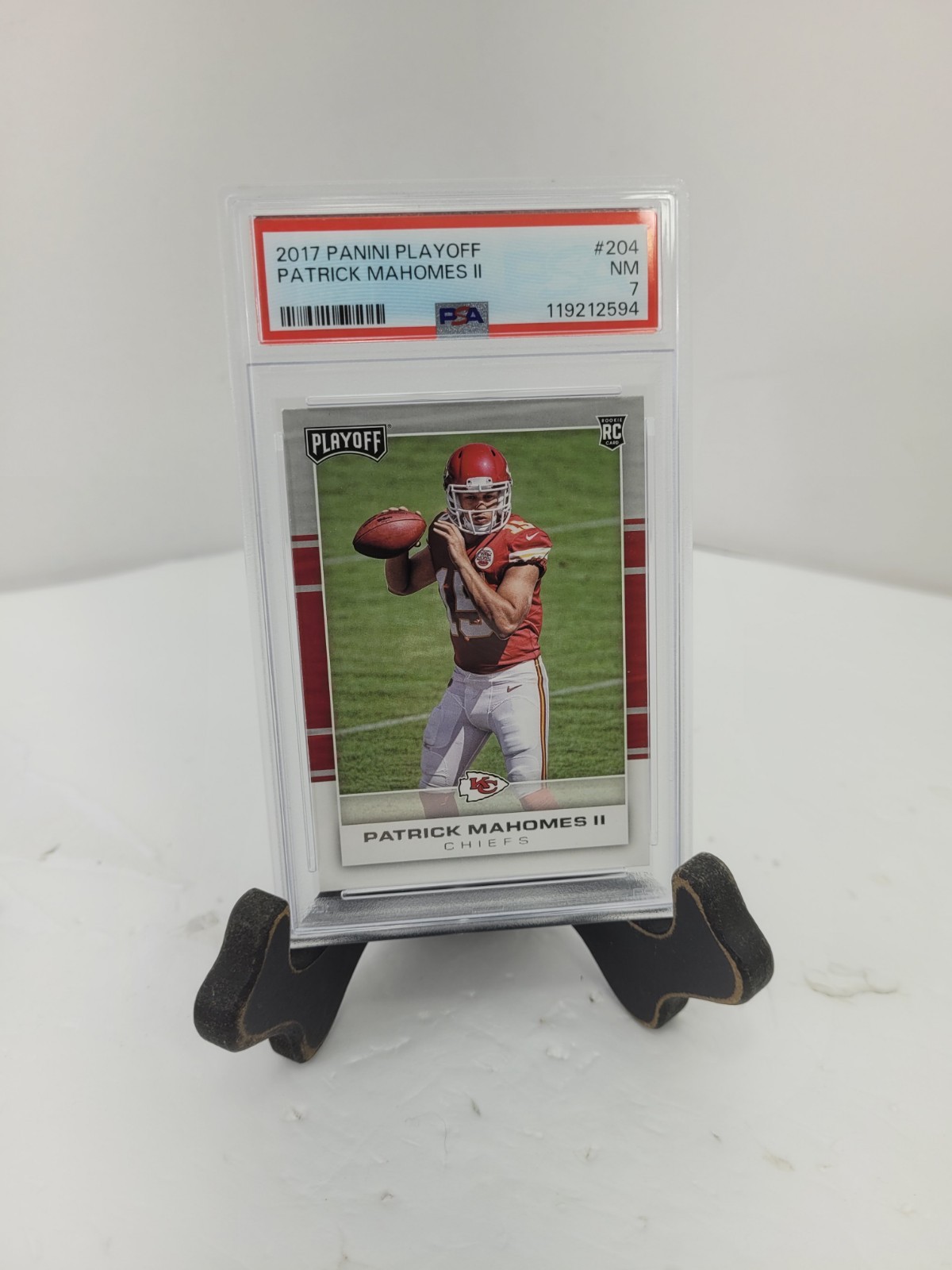 2017 Playoff Patrick Mahomes RED ZONE Rookie Card #204 PSA 7 CHIEFS