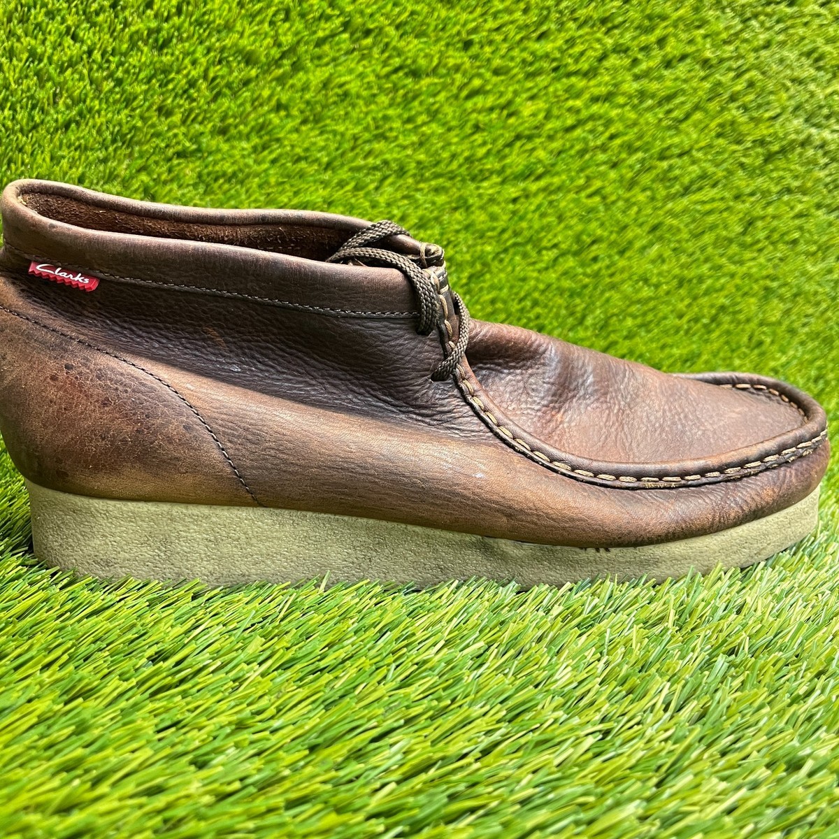 Clarks Men\'s Brown Leather Chukka Boots  10.5 casual office retro grandpa Clarks Padmore Mens Size 10.5 Brown Casual Classic Leather  main image 4