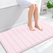 OLANLY Memory Foam Bath Mat 44x24, Super Soft Absorbent 44" X 24", Pink