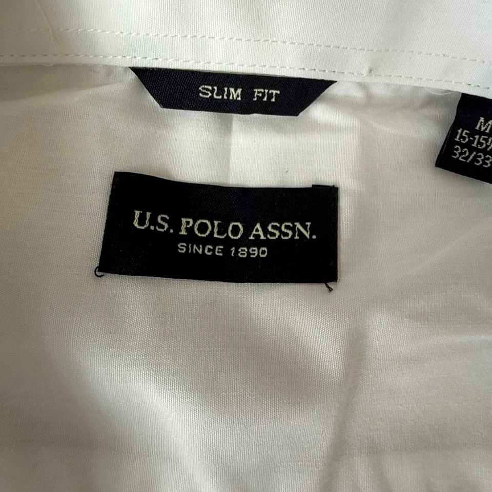 U.S. Polo Assn. Camisa de vestir blanca lisa ajustada para hombre, talla M, nueva con etiquetas Foto 2 de 4