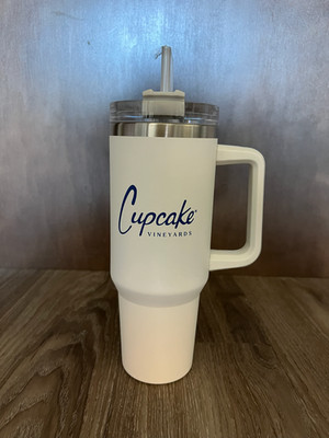 Cupcake Vineyards NEW ~40 oz White Tumbler with Straw