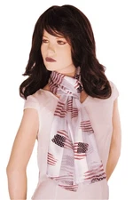 American Flag Long Silky Lightweight Chifforn Satin Neck Scarf  13 x 70 inches