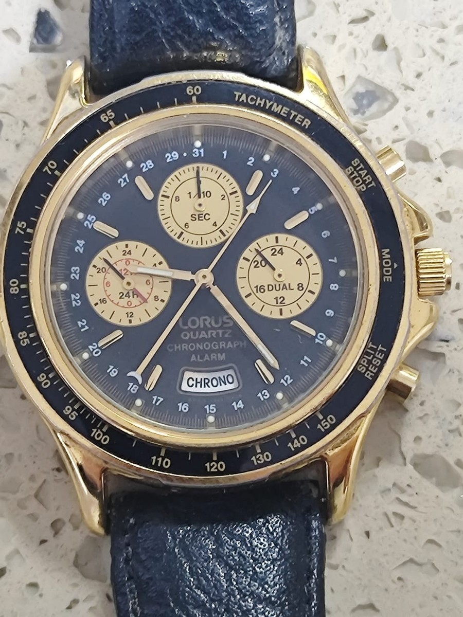 Rare Lorus stepped-motor chronograph N945-7A10 working watch 40mm