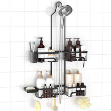 REINHARDT Split Shower Caddy Hanging for Handheld Showerheads, Black  Adjustabl