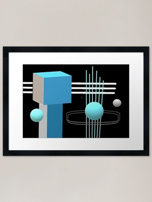 3d abstract BLACK AND TURQUOISE Fra Framed Wall Art Poster Canvas Print Picture