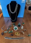 Lot Vtg Estate Colored Rhinestone High End Costume Jewelry Some Signed Brooches