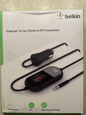 Belkin Connect TuneCast in-Car 3.5mm Audio Jack to FM Transmitter for Car Black