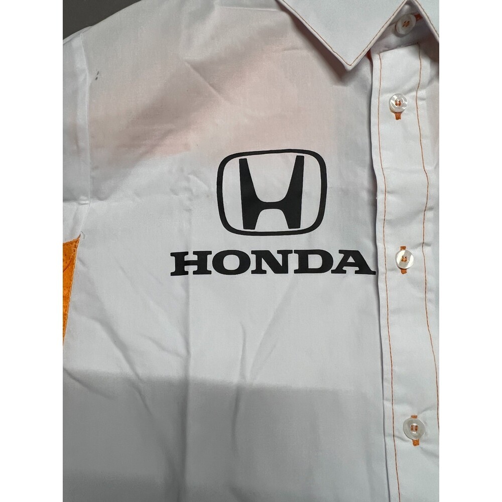 Cavallino Paddock SS Shirt Honda Rll Mens Small Polyester Cotton White Orange image 7