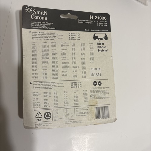 Genuine OEM Smith Corona H Series 21000 Correctable Typewriter Ribbon - 2 Pack  - Picture 2 of 2
