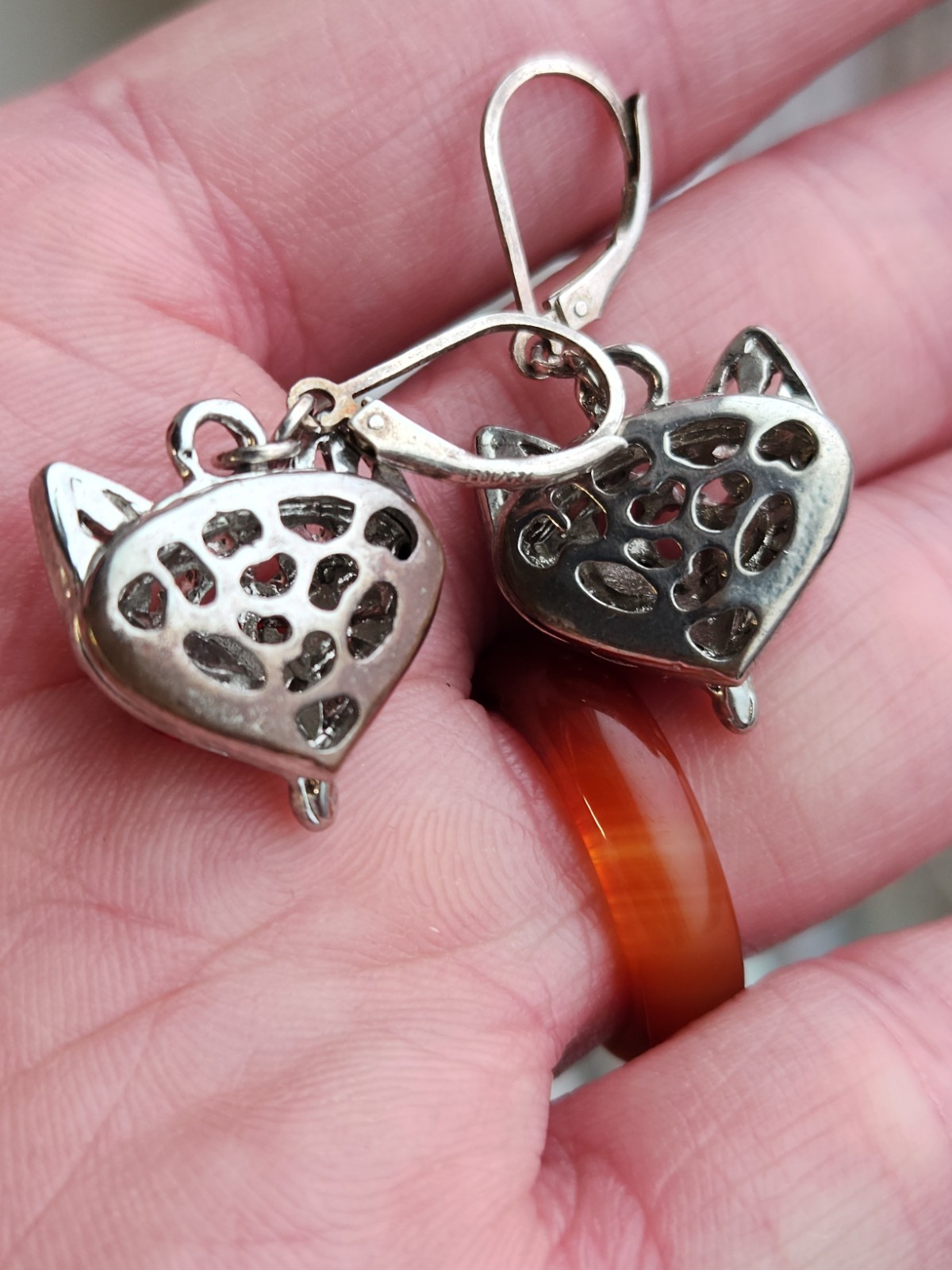 Sterling Silver Fox With Ruby Eyes Dangle Earrings - image 3