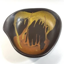 Vintage Royal Haeger Mid Century Modern Pottery Bowl Lava Drip Glaze MCM Orange