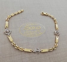 Bracciale Ciondolo Ancora Timone Rosa dei Venti in Oro Bicolore 750 18 Kt