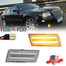 2x Clear Lens Amber Led Front Side Marker Lights For 2005-2010 Chrysler 300 300c