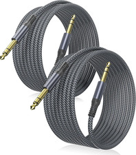 1/4 Inch TRS Instrument Cable 20Ft 2-Pack,Straight 6.35Mm Male Jack Stereo Audio
