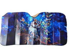 Owl Mosaic Colorful Car Windshield Sun Shade UV Block Foldable Visor 54" X 27"