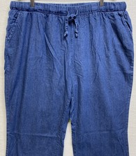 WOMAN WITHIN Blue Jean Pull On Capri Pants Pockets Drawstring Elastic Waist 24WP