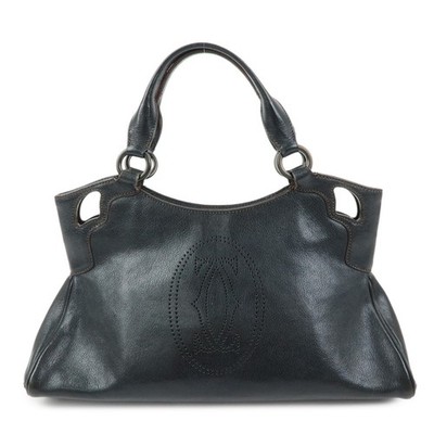 Cartier Marcello de Cartier Leather Hand Bag Tote Bag Black Authentic Used F/S