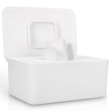 Baby Wipes Dispenser Case with Sealing Lid Non-Slip Wipe Holder White
