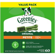 Greenies Original Flavor Adult Natural Dental Dog Treats Petite Size, 36 oz Pack