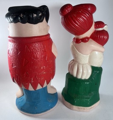 Vintage Empire Plastics Fred Wilma Flintstone 1977 Blow Mold Bank