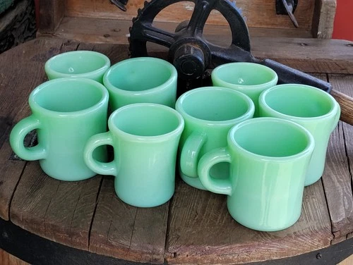 8 Fire King Jadeite  C Handle Cups