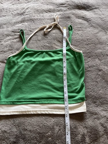 ColorBlock 2 Way Strap Halter Tie Layered Tank Top Women’s Sz XS EUC - Picture 4 of 4