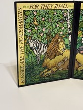 Sun Catcher Handcrafted animals STAINED GLASS Panel Vintage Textured Glass