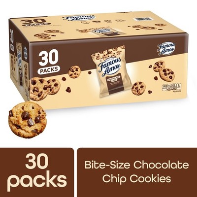 Famous Amos Classic Chocolate Chip Cookies,Bite size cookies,30 Pk Box,30 oz Bag