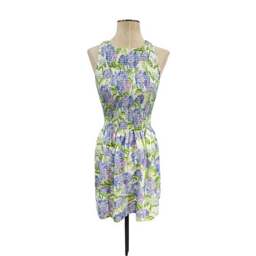 Hill House Home Lilou Nap Dress Hydrangea Floral Smocked Mini Purple White XS