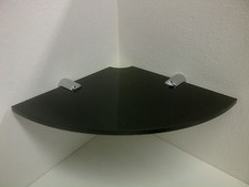 2 x 200mm Black Acrylic Corner Shelves + Cable Way For Speakers Webcam or Phone