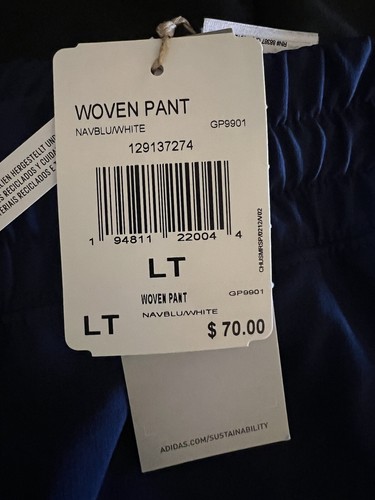 ADIDAS MENS Size LARGE Tall Woven ATHLETIC RUNNING PANTS New With Tags - Picture 8 of 11