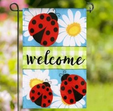 Meadow Creek Embroidered Yard Flag Welcome Ladybug 