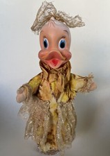 Golden DUCK HAND PUPPET Vintage 1962 MY TOY Company Handmade Lace Outfit DARLING