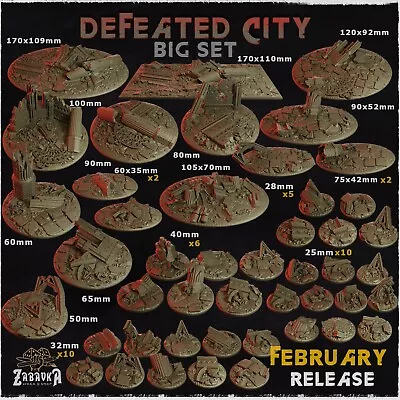 ZABAVKA WORKSHOP Defeated City Scenic bases. Wargames, roleplaying, miniatures display, diorama
