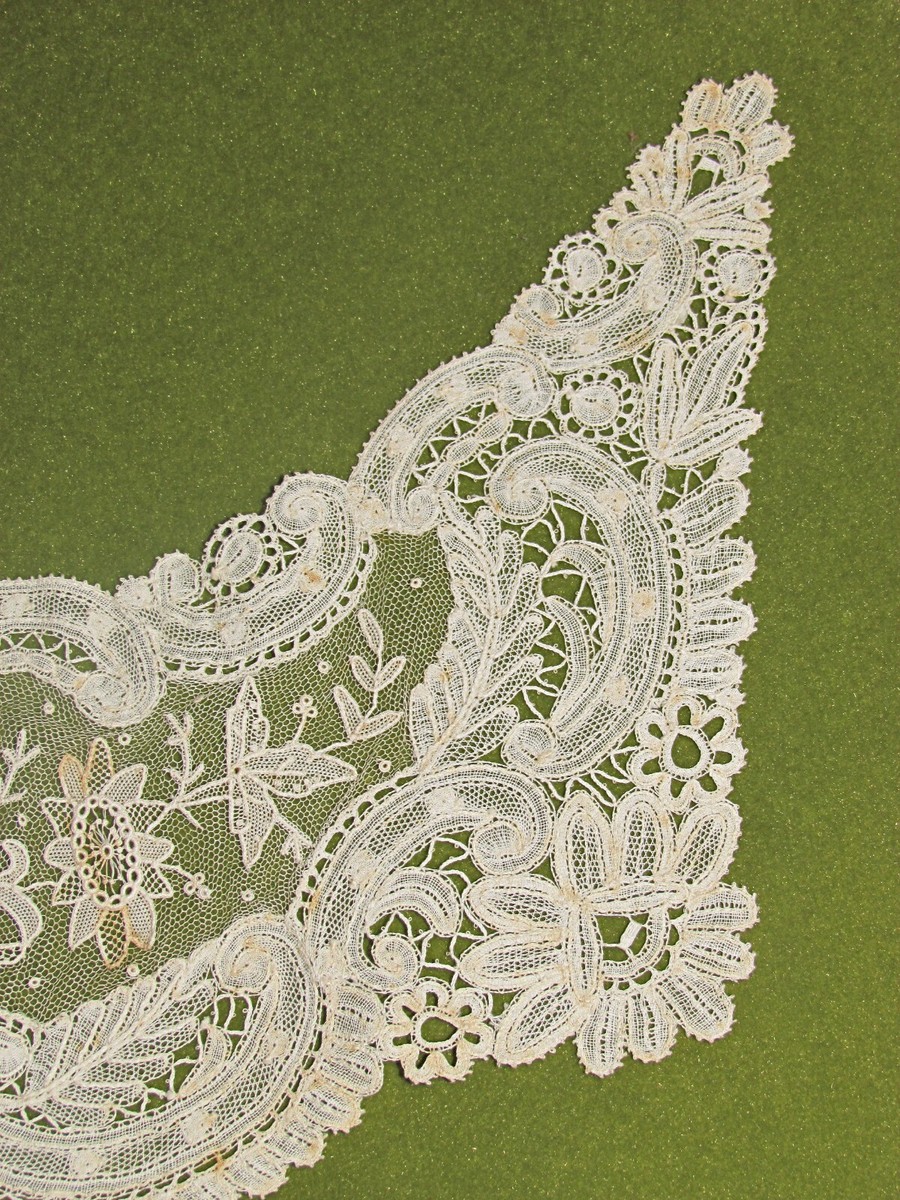 antique 19th century large Point de Gaze lace collar Brussels | eBay
