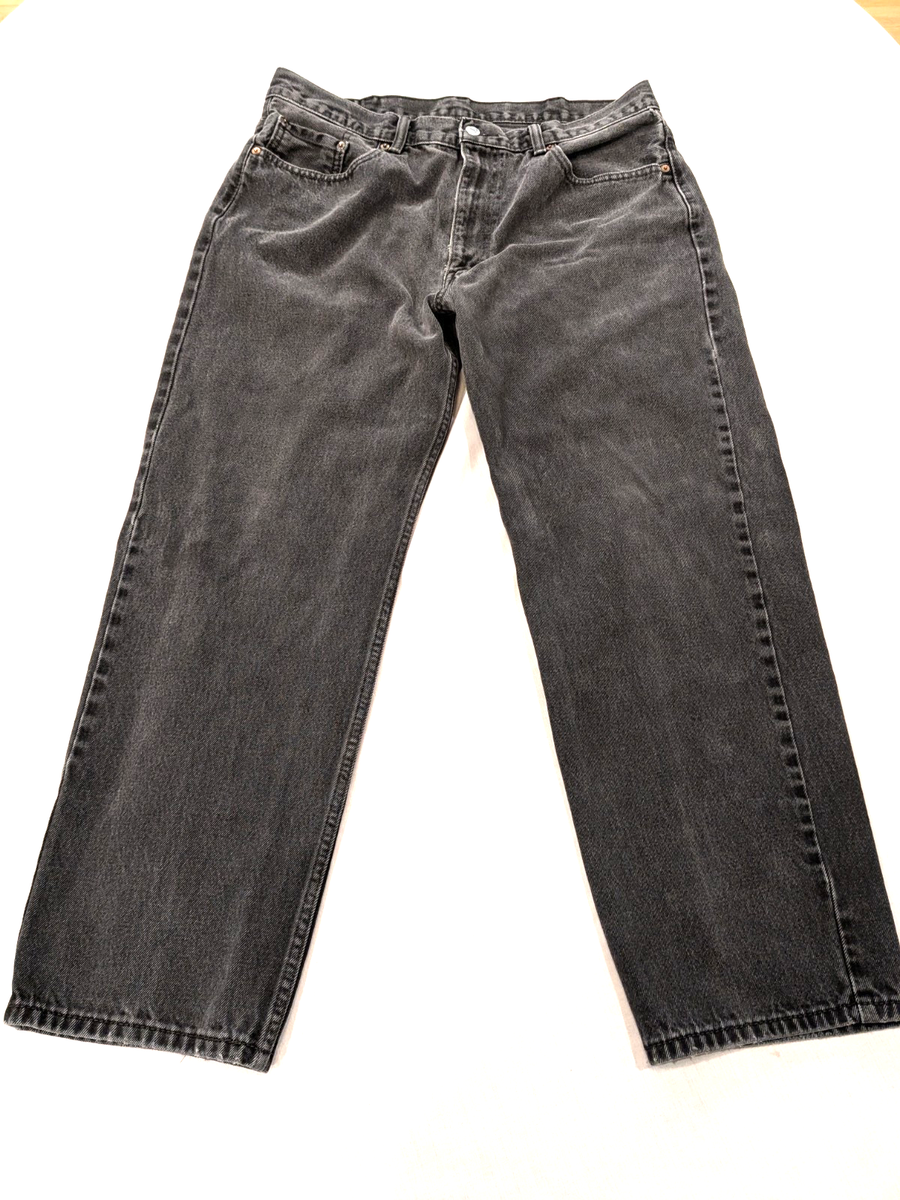 Vintage Levi's Mens Black 550 Straight Leg Jeans 38x30 Blank Red
