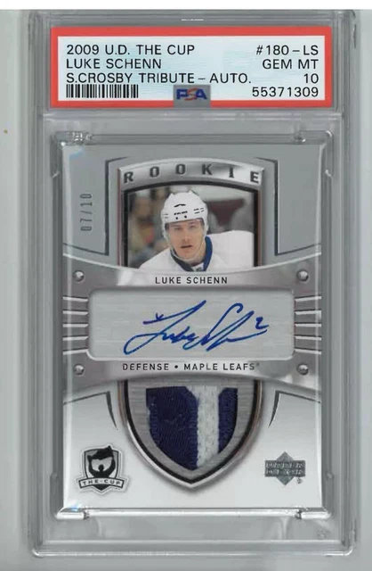 2009 UD The Cup Luke Schenn Crosby Tribute Patch Auto /10 Psa 10 Gem MT Pop 1/1