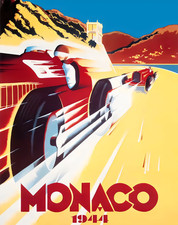 Monaco Grand Prix Poster 1944 Vintage Racing Car Art - 12X16/16X20/18X24/24X36