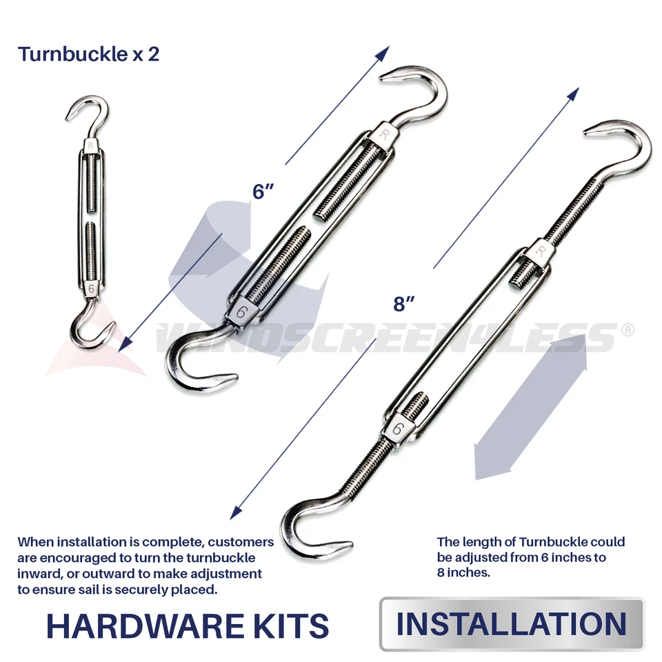 Kit de instalación de herrajes de acero inoxidable vela parasol triángulo cuadrado de 6" 8" Foto 4 de 4
