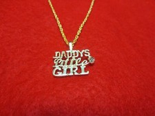 14KT GOLD PLATED DADDY'S LITTLE GIRL WORD PENDANT CHARM  16" ROPE CHAIN - 2391