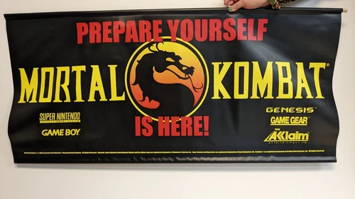 Mortal Kombat 1992 Vintage-Style Store Display Promo Banner Sign Poster
