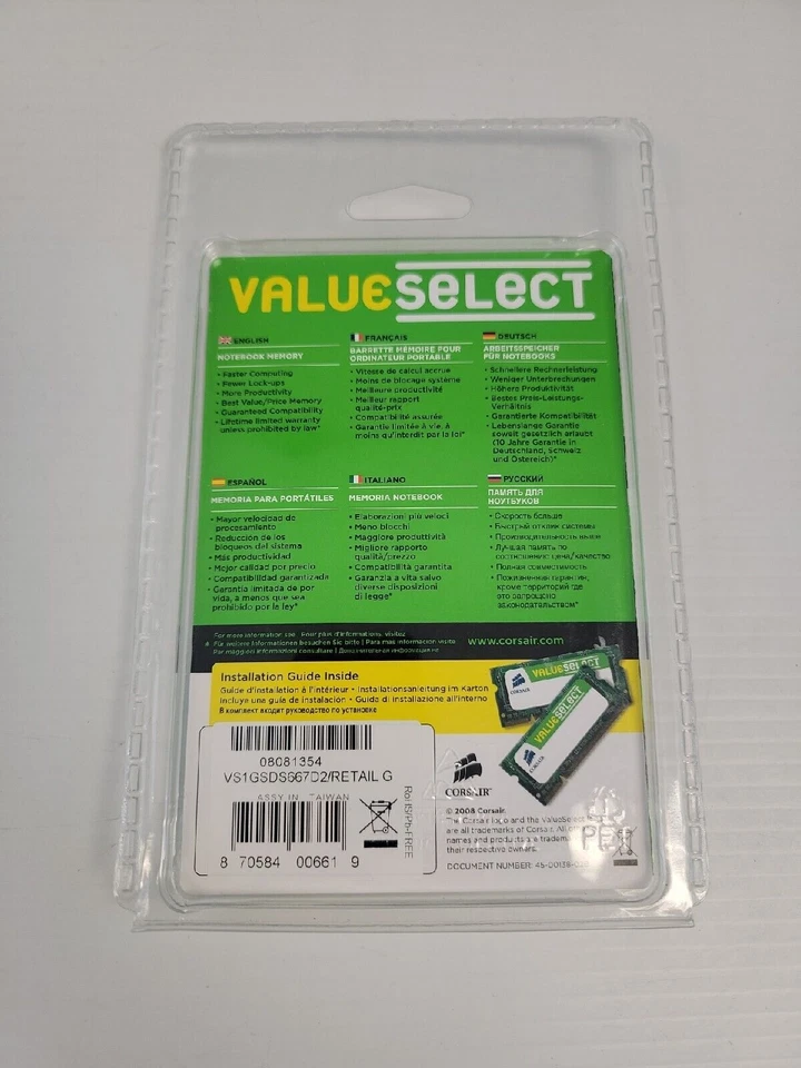 NEW - CORSAIR value select DDR2 667mhz Memory module 1 GB NIP - Image 2 of 4