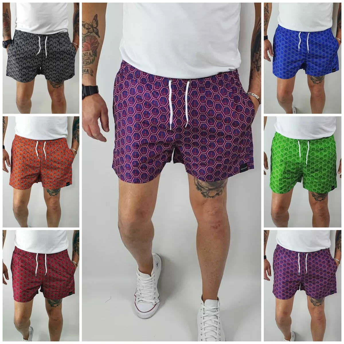 Costume Da Bagno Uomo Da Mare Ancore Bermuda Boxer Pantaloncino