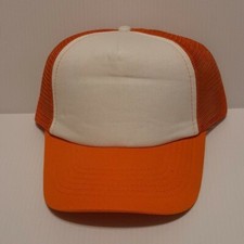 NEW ORANGE WHITE BLANK PLAIN HAT / CAP MESH TRUCKER STYLE