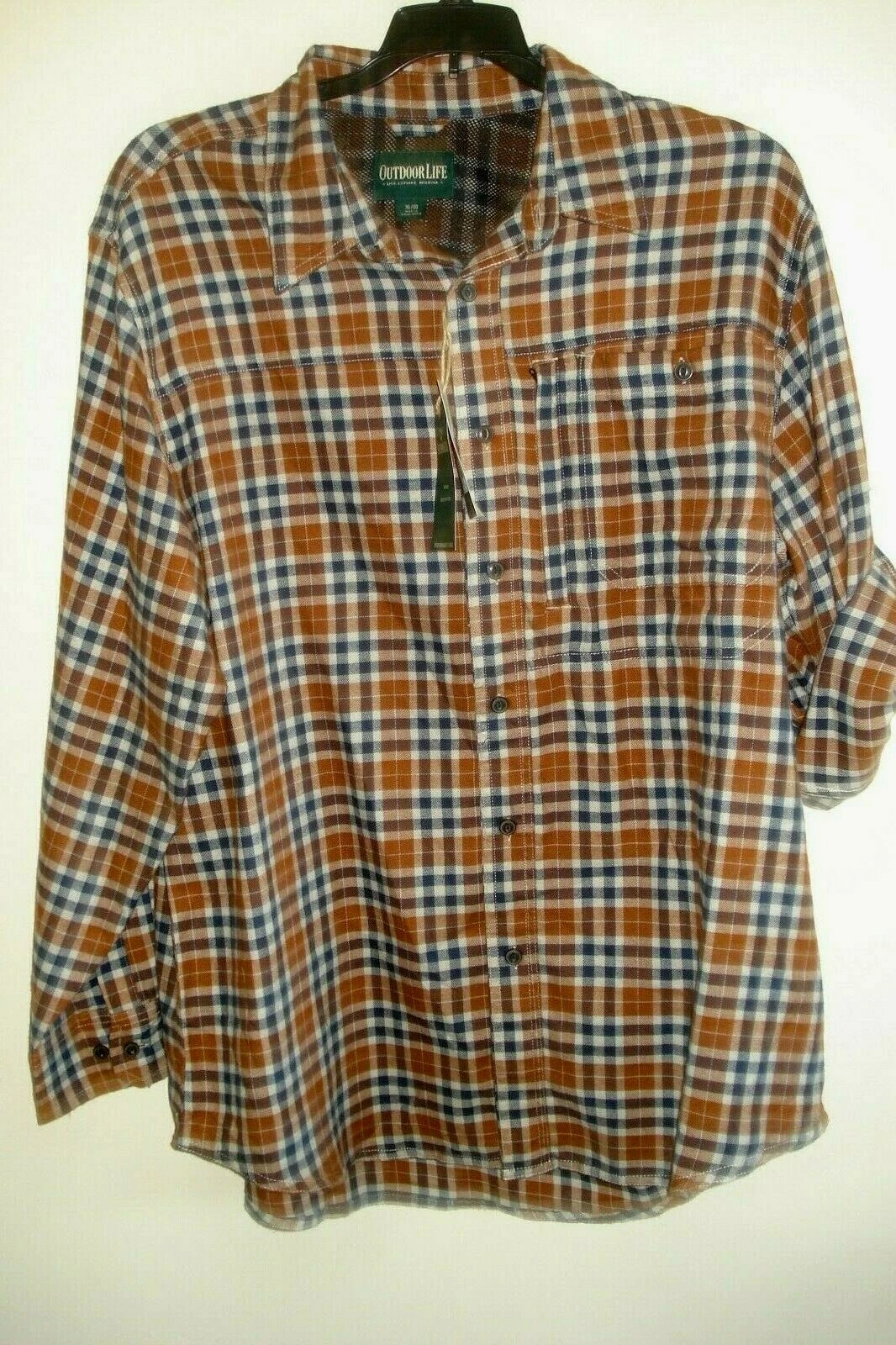 Mens Performance Flannel Shirt Size XL Brown Outdoor Life NEW