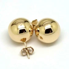 Kaedesigns, Very Large Size 9ct 9K 375 Solid Yellow Gold 14mm Stud Ball Earrings