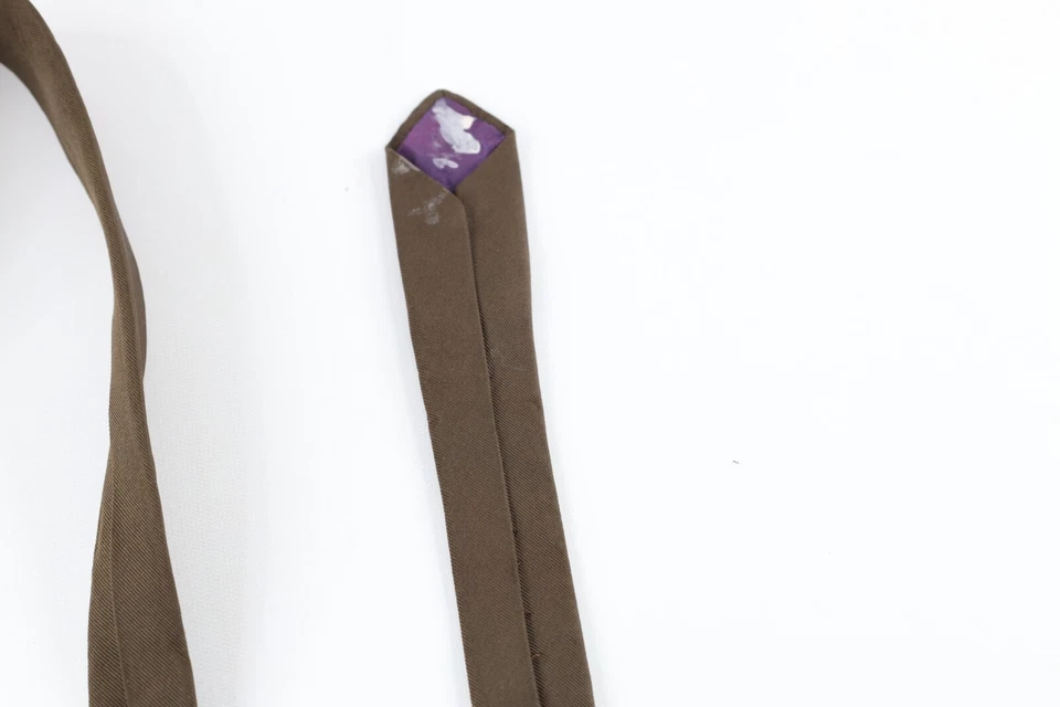 Vestido Corbata Vintage Años 70 Rockabilly Blanco Seda Hecho a Mano Cuello Corbata Boda Marrón EE. UU. Foto 4 de 4